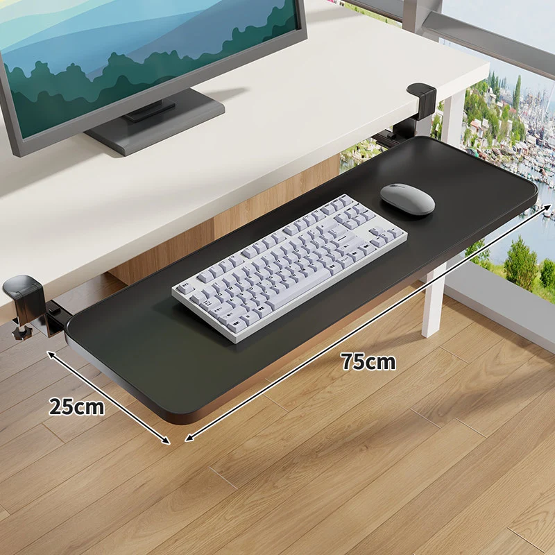 Clamp-Montierter Untertisch Verstellbarer Bambus Tastaturablage