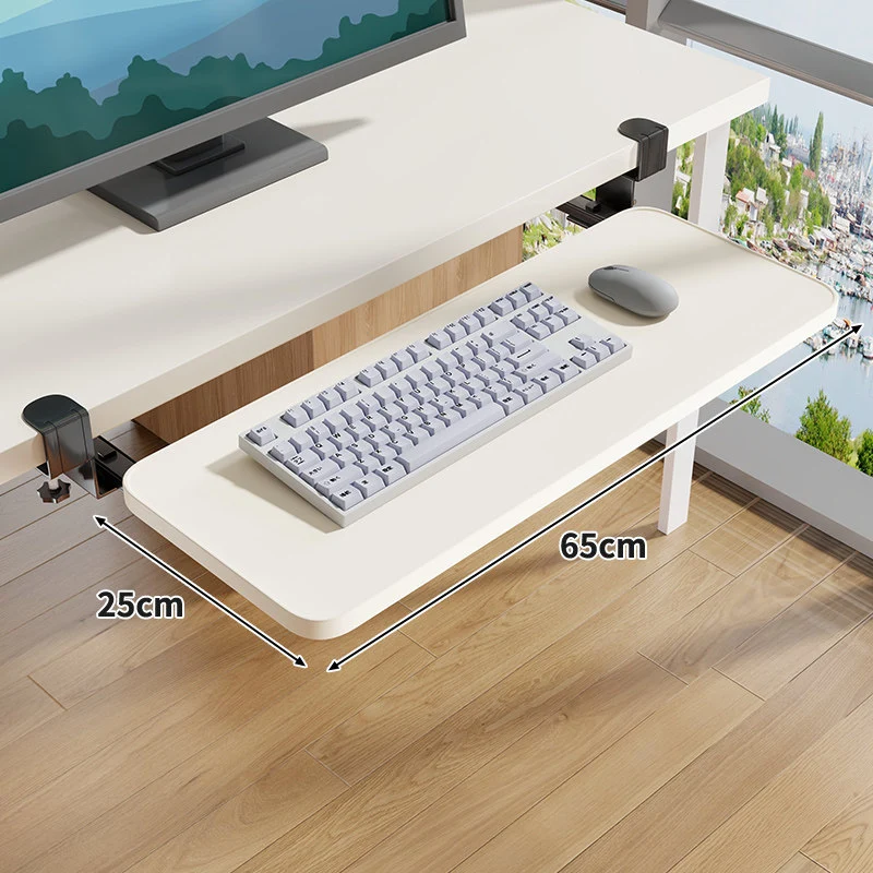 Clamp-Montierter Untertisch Verstellbarer Bambus Tastaturablage