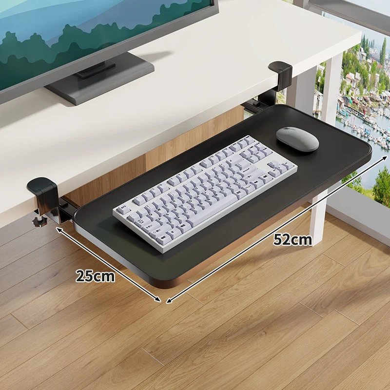Clamp-Montierter Untertisch Verstellbarer Bambus Tastaturablage