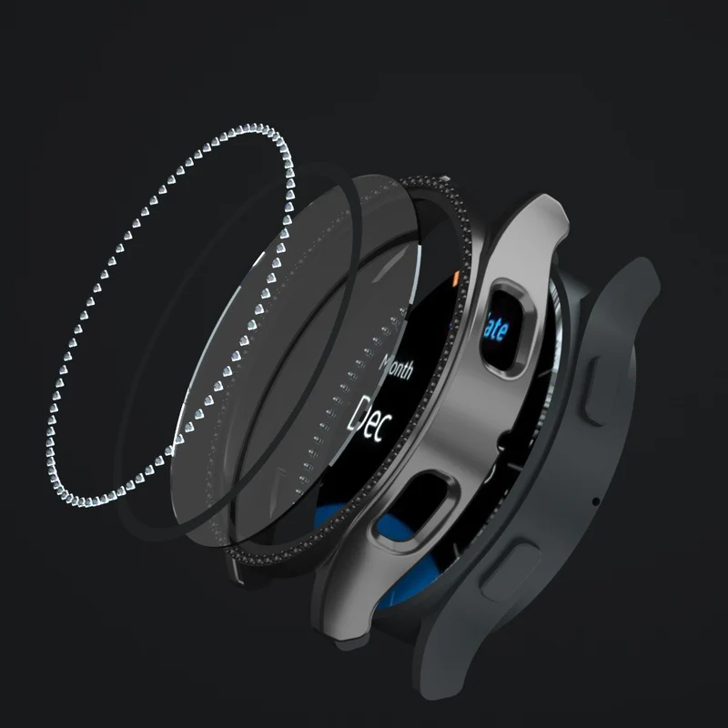 Unglaublich Gut Samsung Galaxy Watch 7 40mm Hülle mit Displayschutz in Glas und Strass