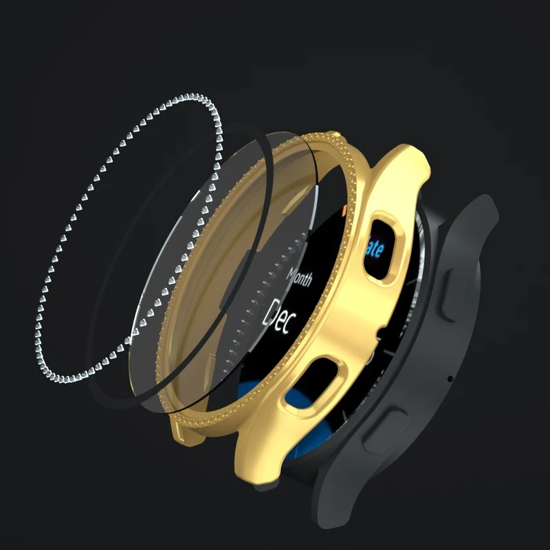Unglaublich Gut Samsung Galaxy Watch 7 40mm Hülle mit Displayschutz in Glas und Strass