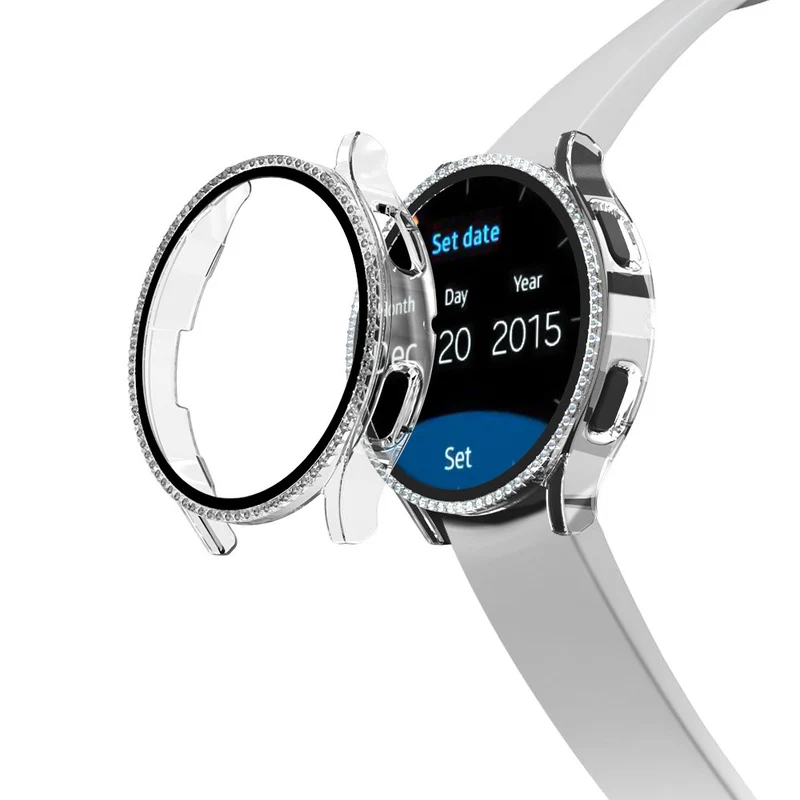 Unglaublich Gut Samsung Galaxy Watch 7 40mm Hülle mit Displayschutz in Glas und Strass