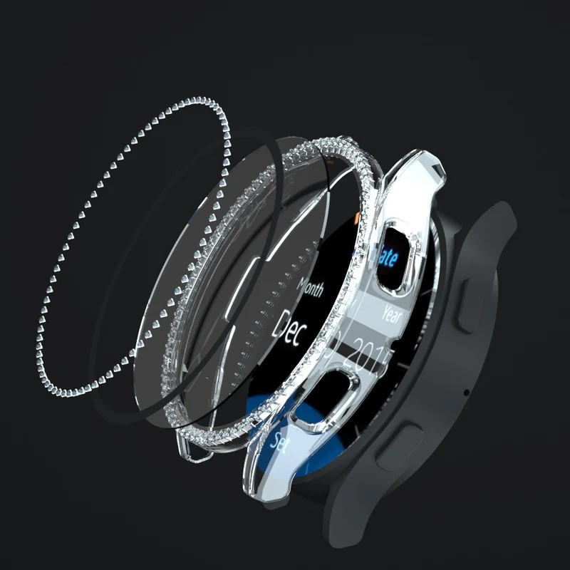 Unglaublich Gut Samsung Galaxy Watch 7 40mm Hülle mit Displayschutz in Glas und Strass