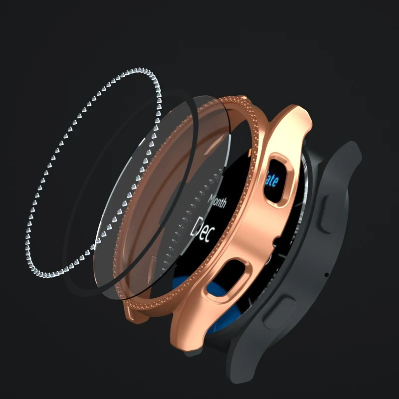 Absolut Schön Samsung Galaxy Watch 7 44mm Hülle mit Displayschutz in Glas und Strass
