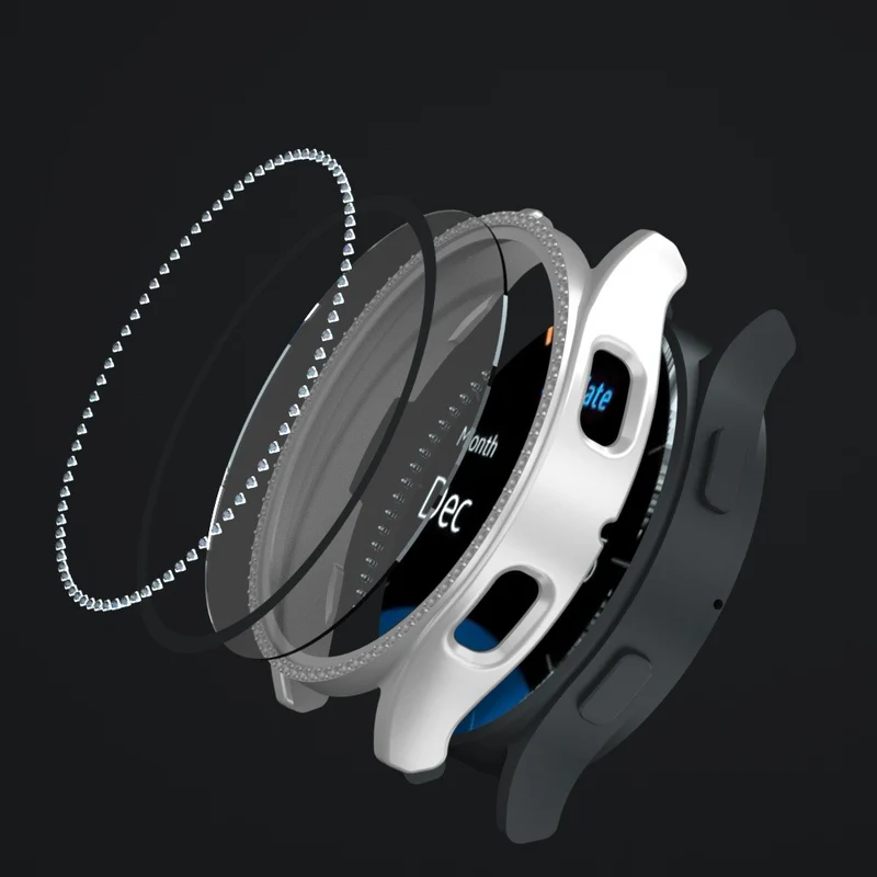 Absolut Schön Samsung Galaxy Watch 7 44mm Hülle mit Displayschutz in Glas und Strass