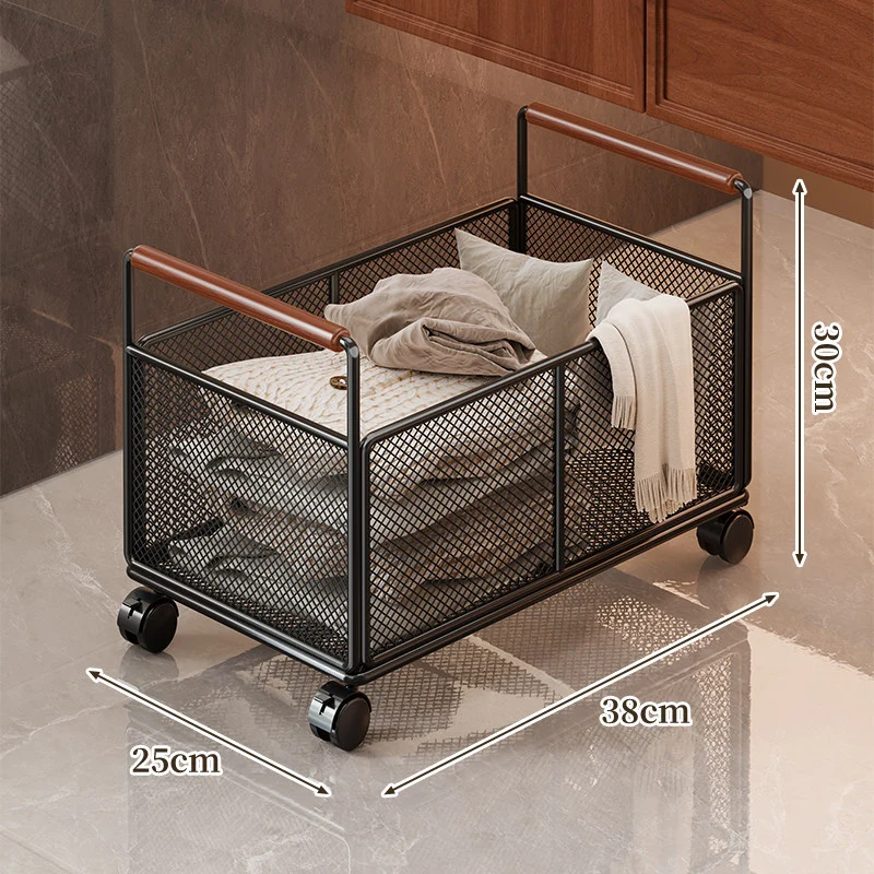 Mesh Utility Storage Basket mit Holzgriff für Küchen- und Haushaltsorganisation