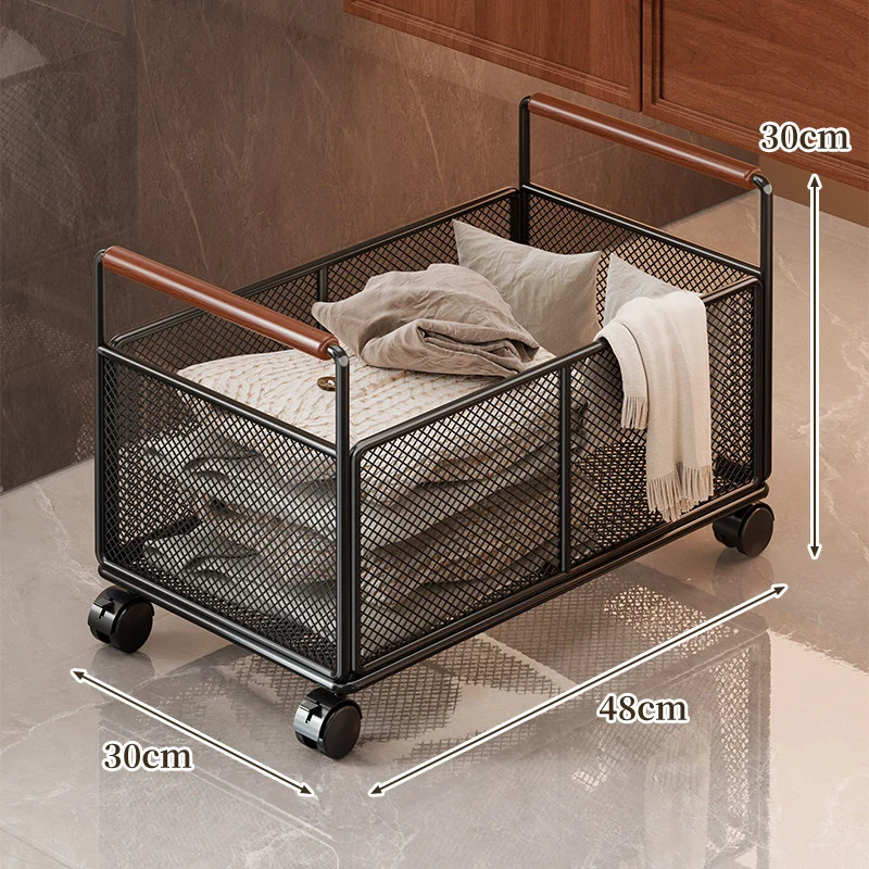 Mesh Utility Storage Basket mit Holzgriff für Küchen- und Haushaltsorganisation