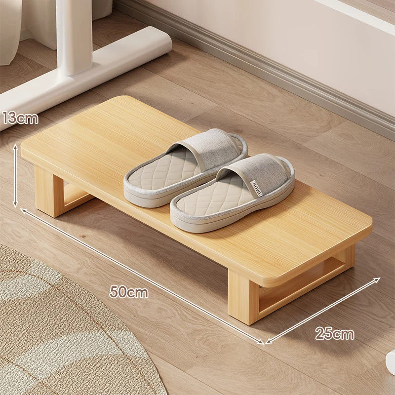 Niedrige Holzschuhplattform und Schuhregal-Organizer für den Eingangsbereich