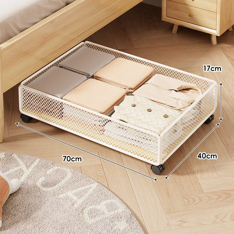 Niedrigprofil-Rollender Unter-Bett-Mesh-Aufbewahrungsdrawer mit verriegelbaren Rollen