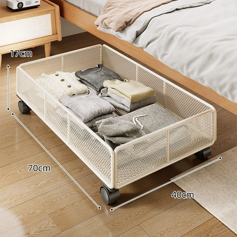 Niedrigprofil Rechteckiger Metallgitter Unter-Bett Aufbewahrungskorb Organizer