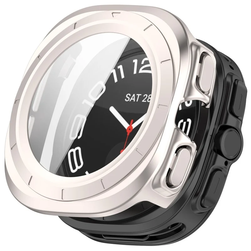 Hart Samsung Galaxy Watch Ultra 47mm Hülle mit Displayschutz in Glas und Plastik