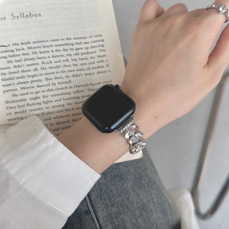 Unglaublich Haltbar Apple Smartwatch Metall Und Strass Universell Armband