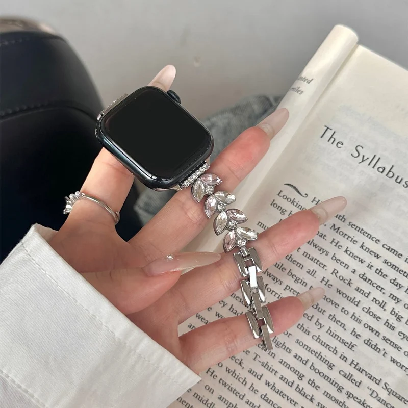 Unglaublich Haltbar Apple Smartwatch Metall Und Strass Universell Armband