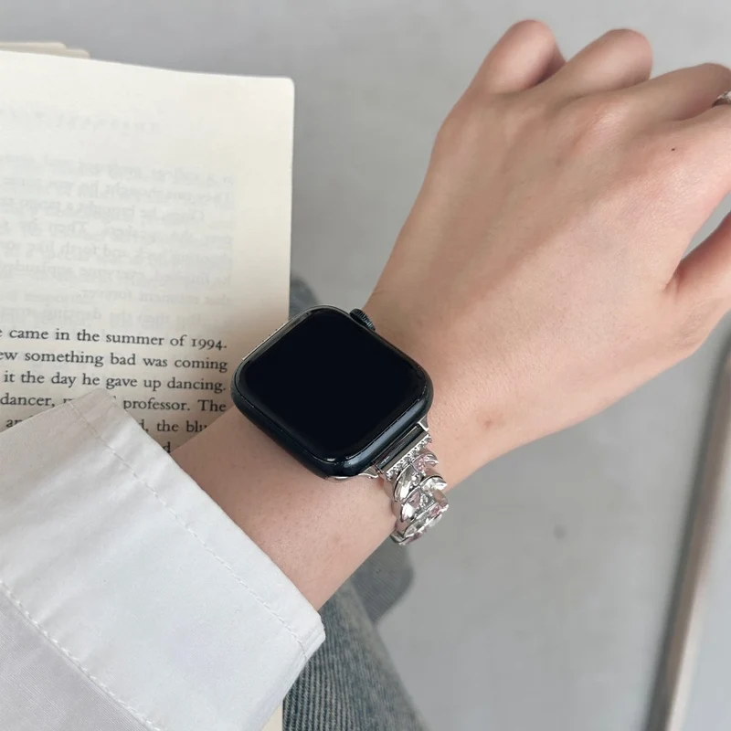 Unglaublich Haltbar Apple Smartwatch Metall Und Strass Universell Armband