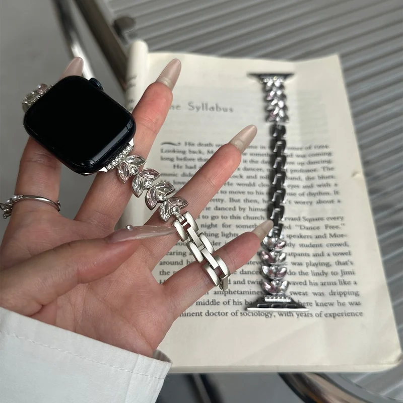 Unglaublich Haltbar Apple Smartwatch Metall Und Strass Universell Armband
