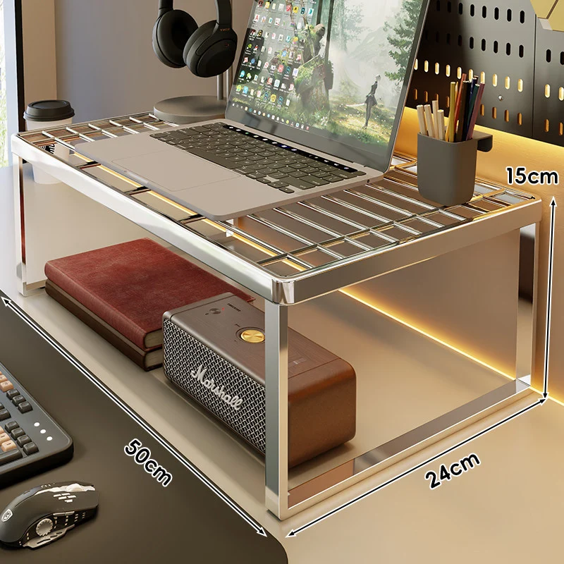 Belüftetes Metall-Schreibtisch-Riser-Regal mit offener Gitteroberfläche und Unterlagerung