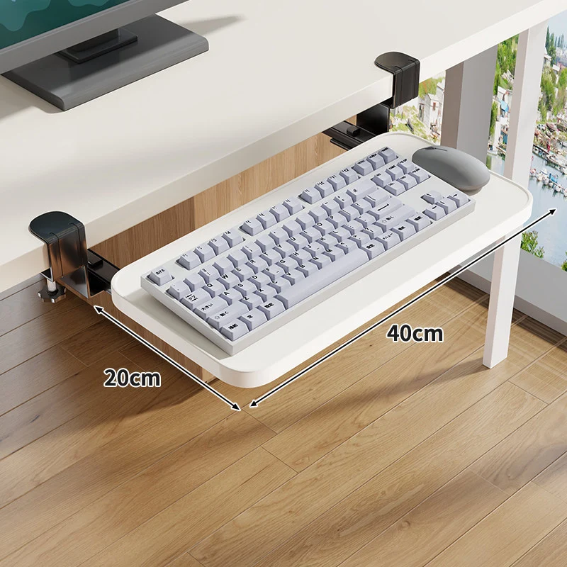 Unter-Desk Herausziehbare Tastaturablage mit Klemmbefestigung und ergonomischer Holzplatte