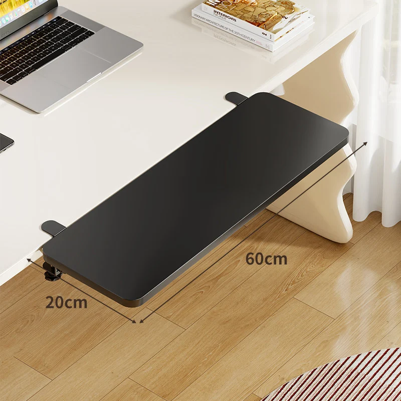 Unter-Desk Bambus Ausziehbare Arbeitsfläche Clamp-Montierte Tastatur- & Mausplattform