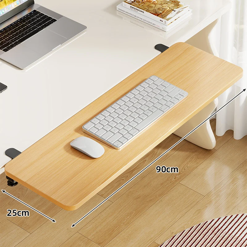 Unter-Desk Bambus Ausziehbare Arbeitsfläche Clamp-Montierte Tastatur- & Mausplattform