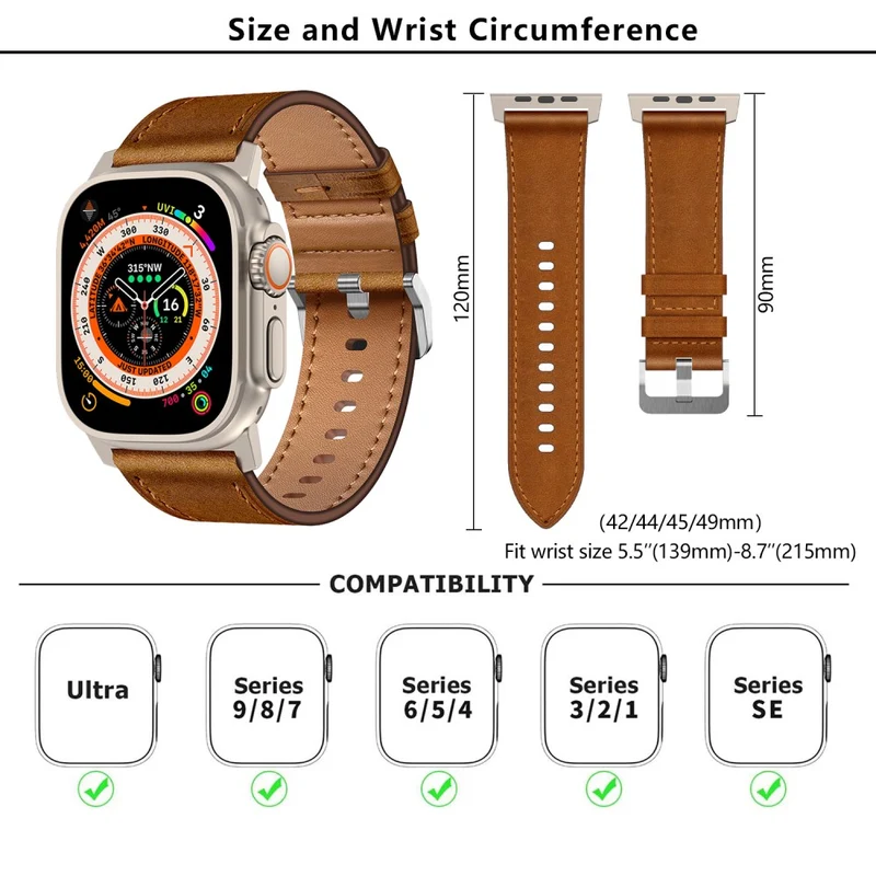 Zeitlos Apple Smartwatch Echtes Leder Universell Armband