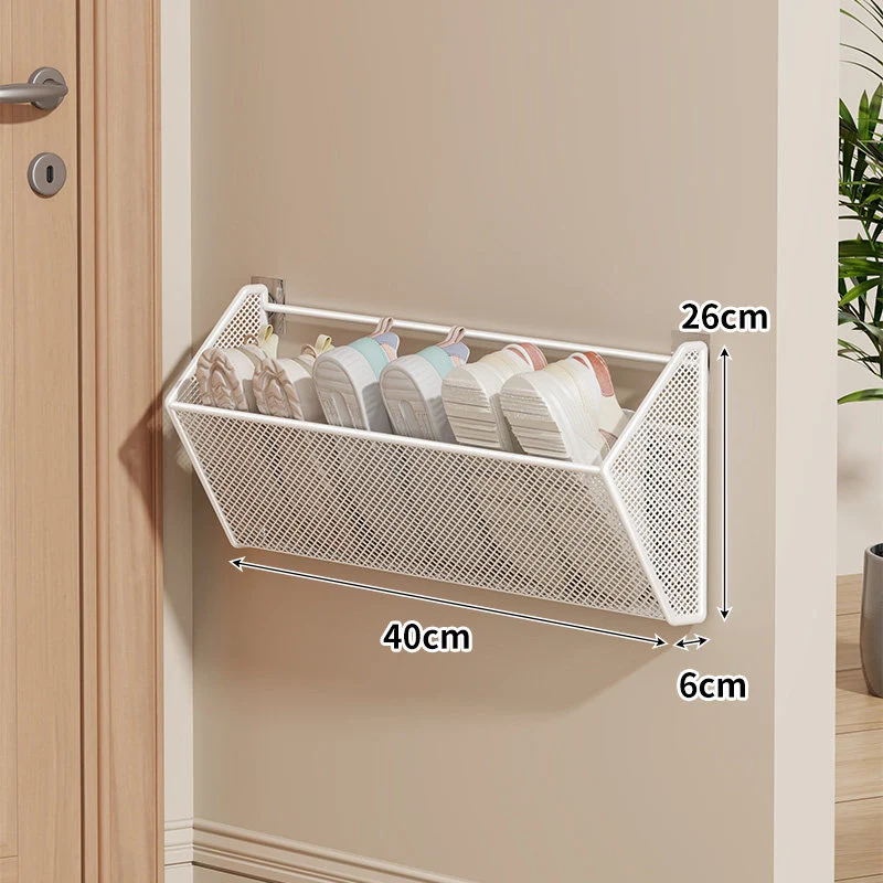 Slim Wandmontierter Netz Schuh Organizer mit Winkeligem Belüftetem Korb