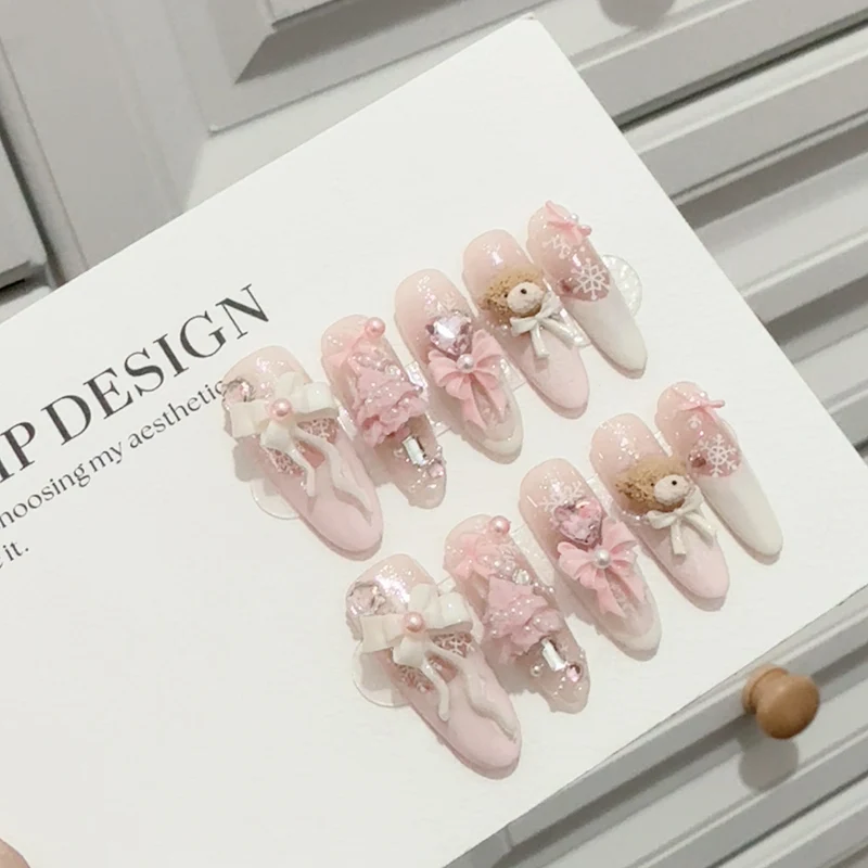 Verspielt Dekorative 3D Druck-On-Nagelset