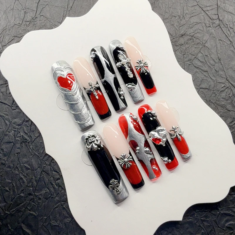Gothic-inspiriertes 3D dekoratives Aufklebenail-Set