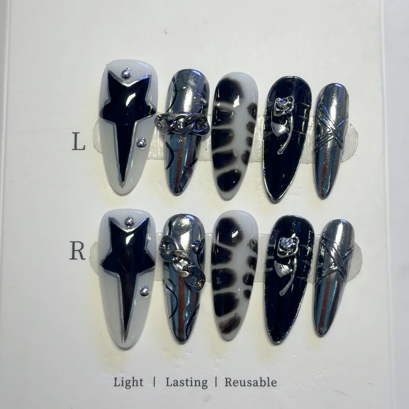 Elegantes von der Gotik inspiriertes Press-On Nail Art Set
