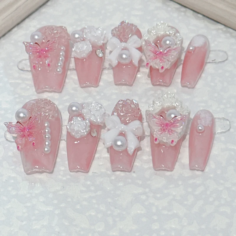 Elegante dekorative Press-On Nägel