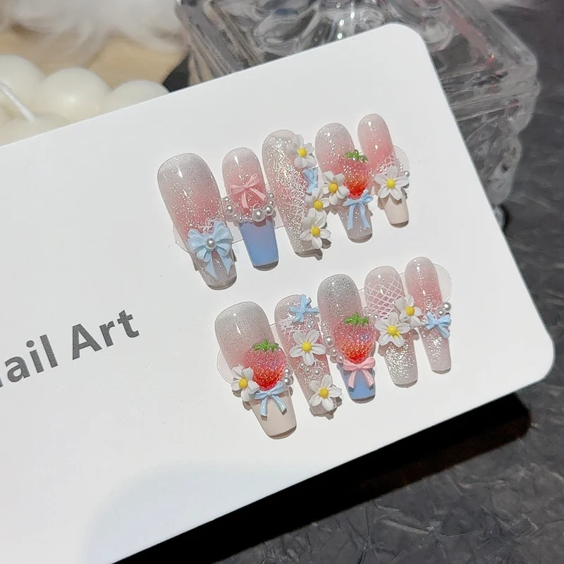 Charmantes 3D Blumen Druck-Nagelkunst-Set