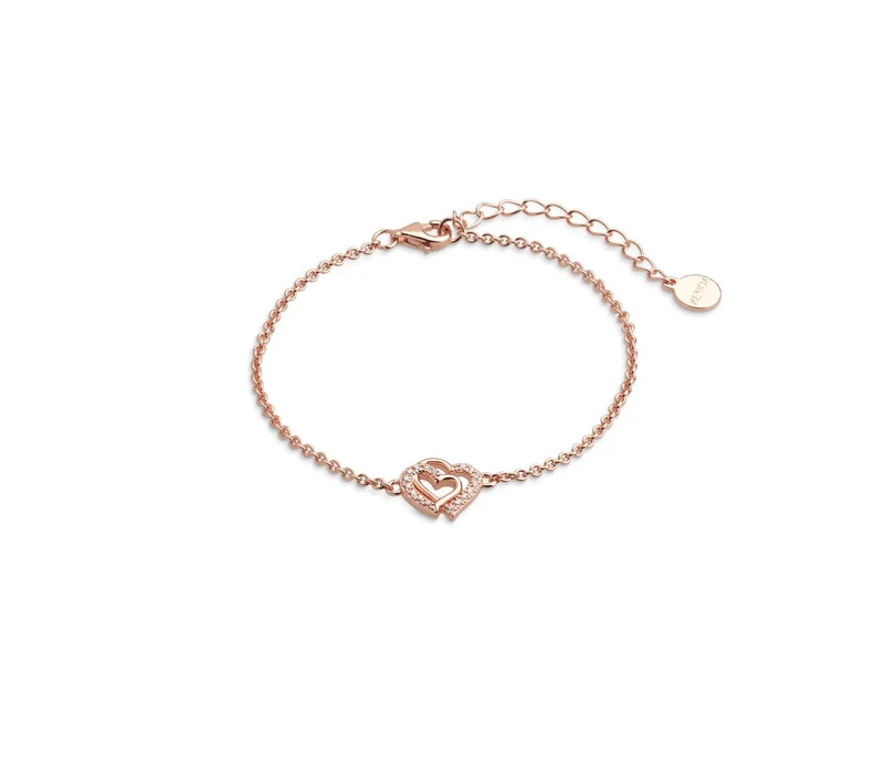 XENOX Damen-Armband Herz 925 Sterling Silber rosé Zirkonia 18,5cm XS3412RN