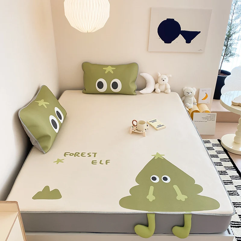 Kinder-Bettwaren-Set mit Monster-Print, Spannbettlaken und Zierkissen aus weicher Mikrofaser