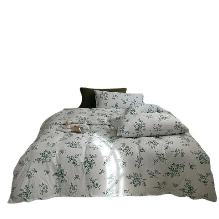 Baumwoll-Perkal Bettbezug-Set mit zartem Wildblumenprint und atmungsaktivem Finish