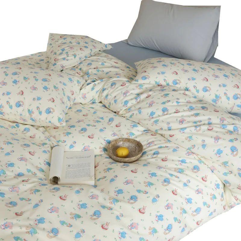 Wendbares Duvetbezug- und Kissenbezug-Set aus Baumwollsatin mit Teddybär- und Mondprint