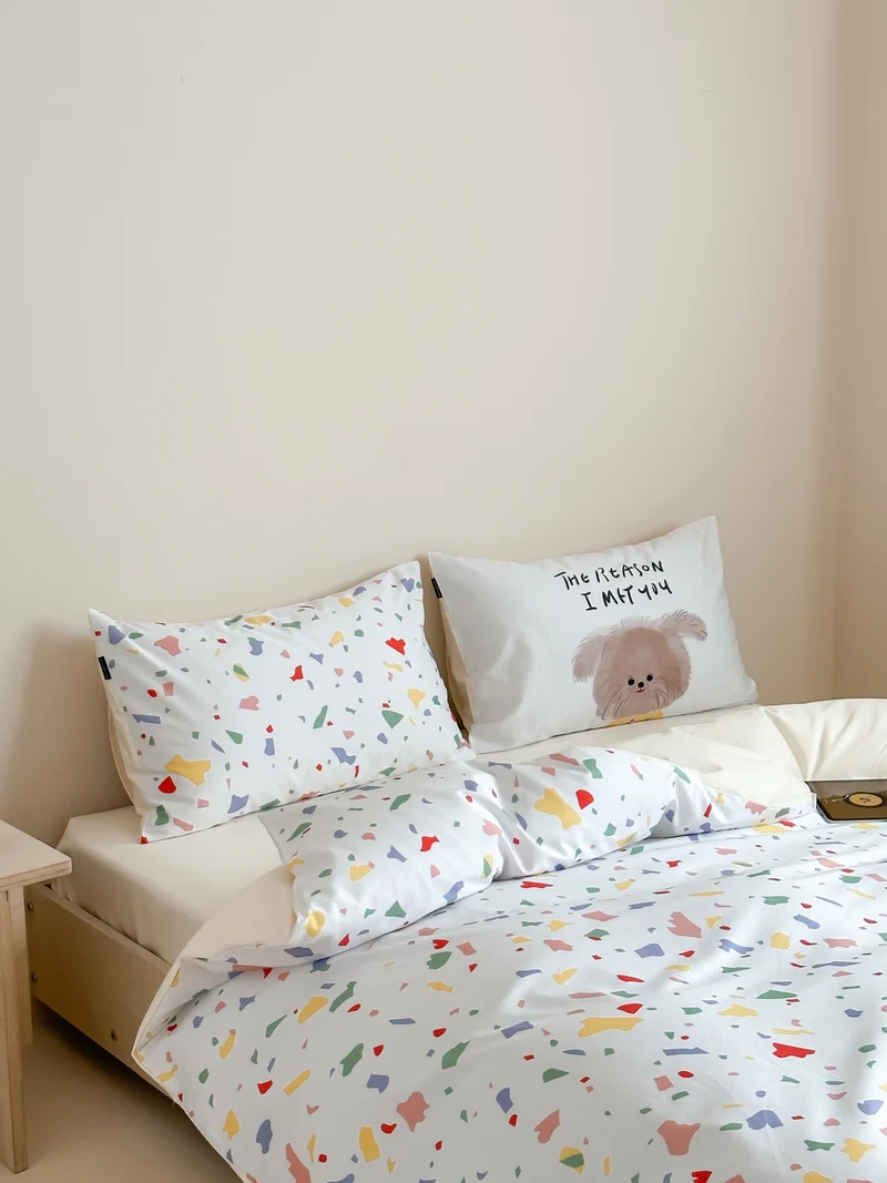 Mikrofaser-Bettwäsche-Set mit buntem Terrazzo-Muster, weich & pflegeleicht