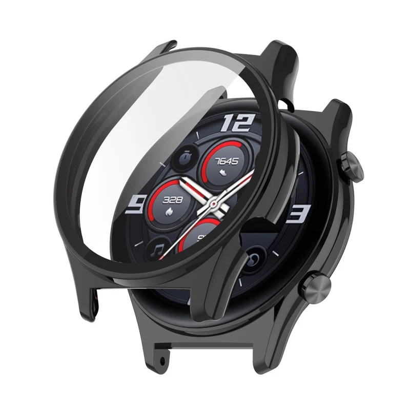 For Honor Watch GS 4 Smartwatch Frame Cover Hard PC Case with Tempered Glass Screen Film