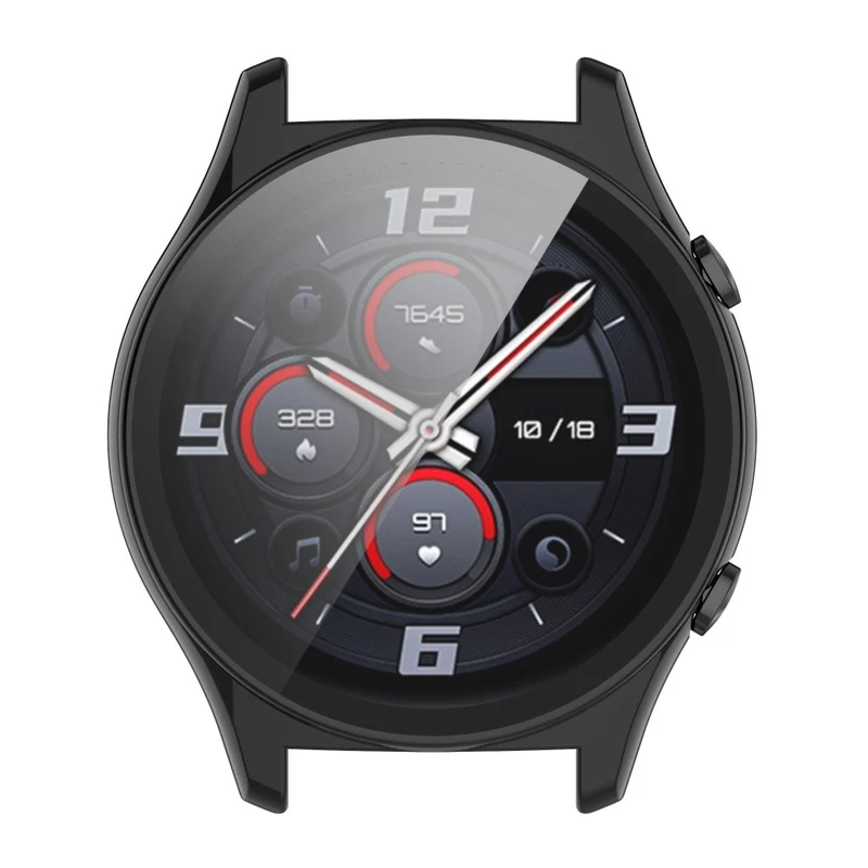 For Honor Watch GS 4 Smartwatch Frame Cover Hard PC Case with Tempered Glass Screen Film