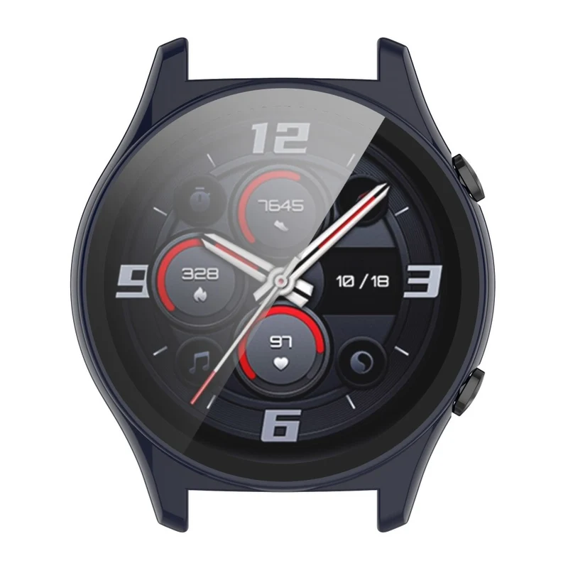 For Honor Watch GS 4 Smartwatch Frame Cover Hard PC Case with Tempered Glass Screen Film