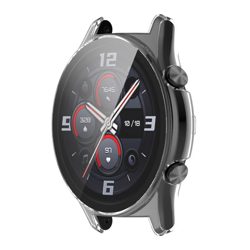 For Honor Watch GS 4 Smartwatch Frame Cover Hard PC Case with Tempered Glass Screen Film