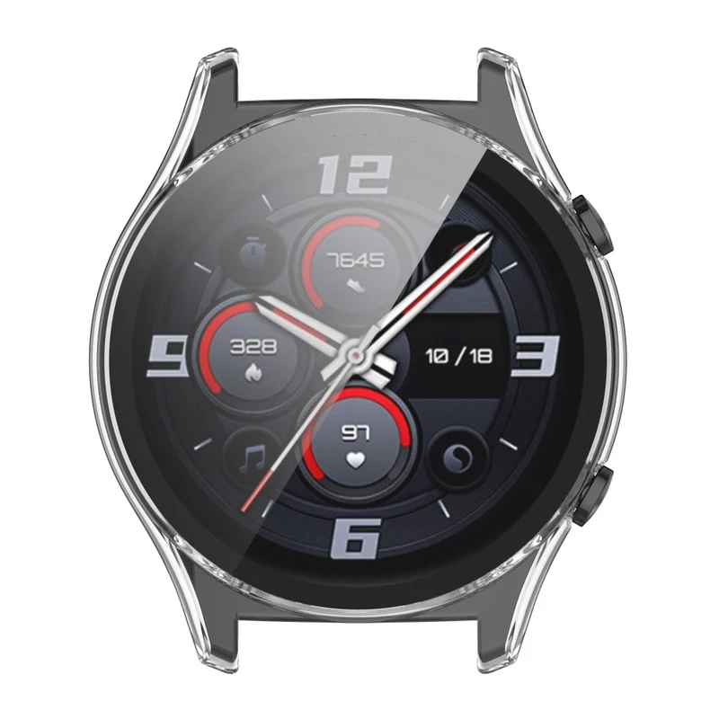 For Honor Watch GS 4 Smartwatch Frame Cover Hard PC Case with Tempered Glass Screen Film