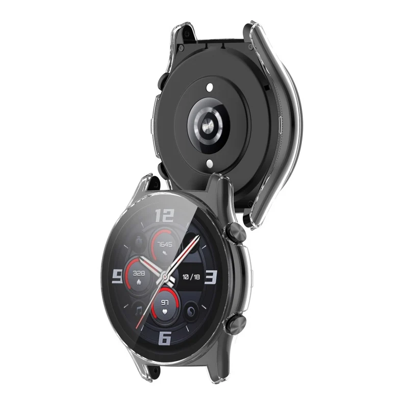For Honor Watch GS 4 Smartwatch Frame Cover Hard PC Case with Tempered Glass Screen Film
