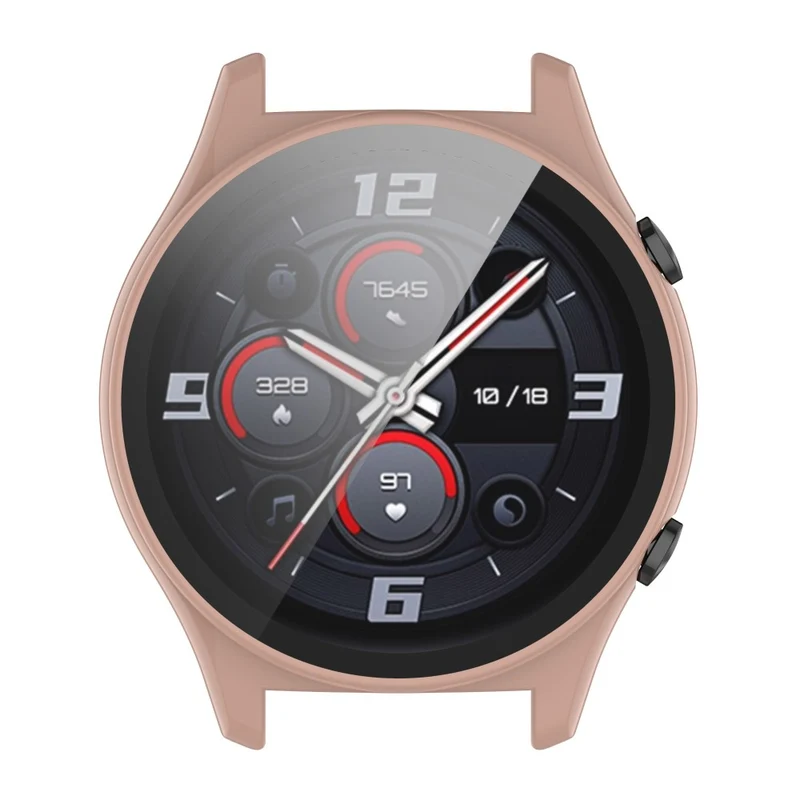 For Honor Watch GS 4 Smartwatch Frame Cover Hard PC Case with Tempered Glass Screen Film