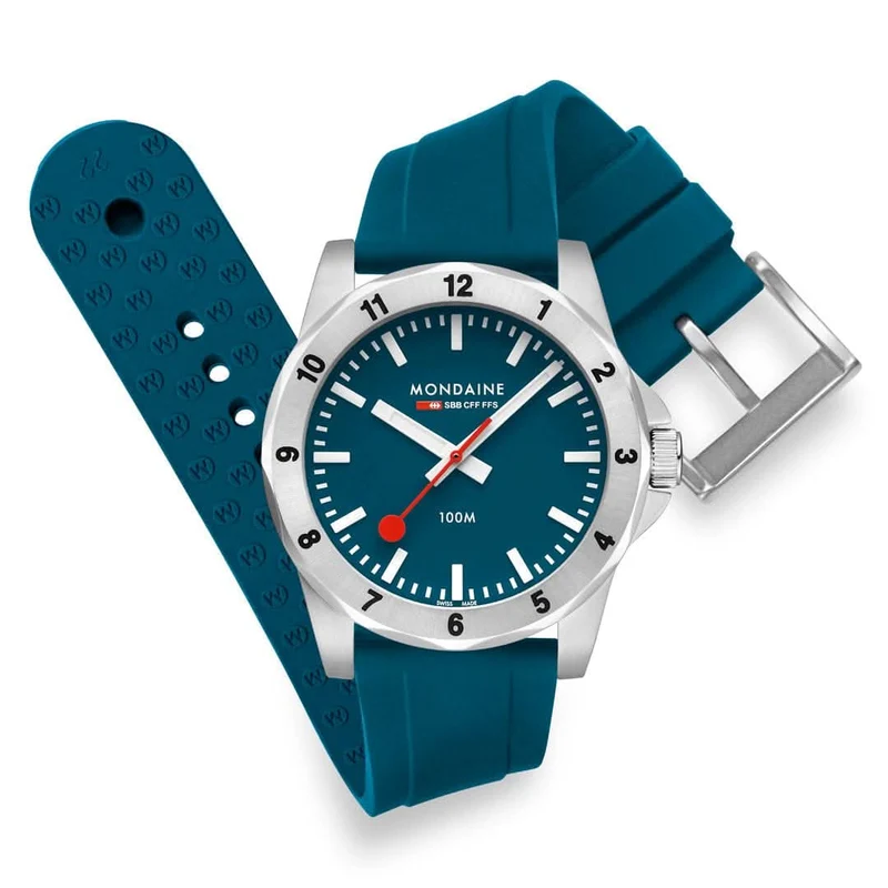 Mondaine Numeri MSN.42140.RD Herrenuhr • Schweizer Bahnhofsuhr-Design • Swiss Made