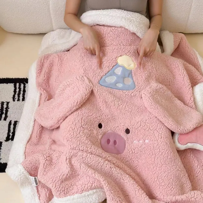 Kuschelige Sherpa-Kinderdecke mit appliziertem Wolkenmotiv und Teddy-Futter