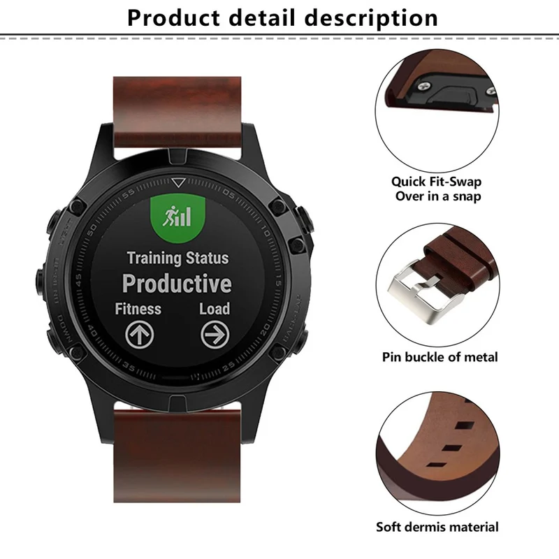 Unglaublich Angenehm Garmin Smartwatch Echtes Leder Universell Armband