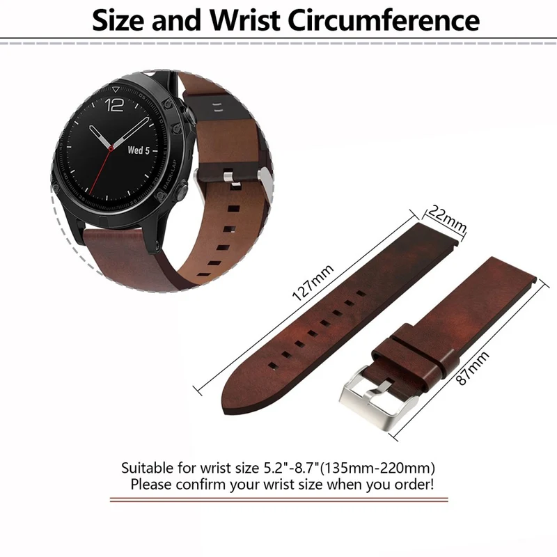 Unglaublich Angenehm Garmin Smartwatch Echtes Leder Universell Armband