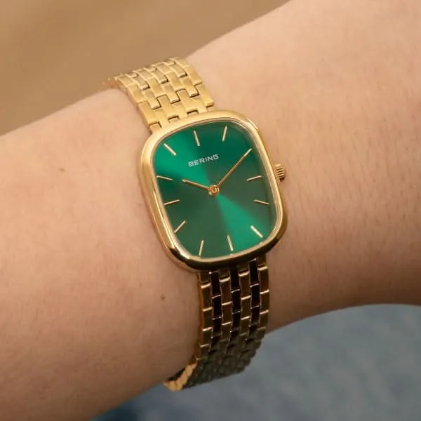 Bering Classic 12526-738 Damenuhr • Saphirglas • Gold/Grün