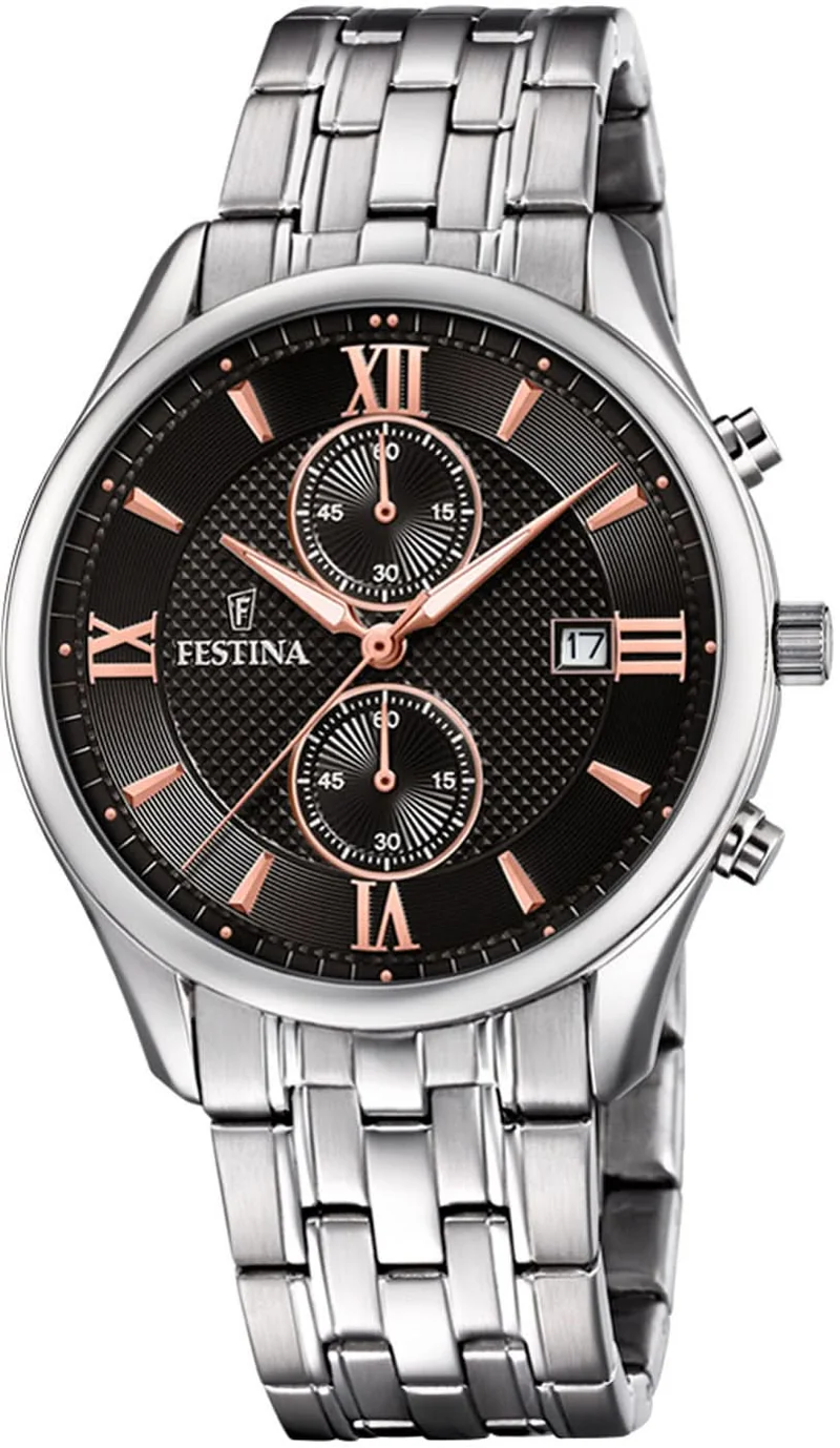 Festina Timeless Chronograph F6854/7 Herrenuhr • Sportliches Design • Hochwertiger Edelstahl