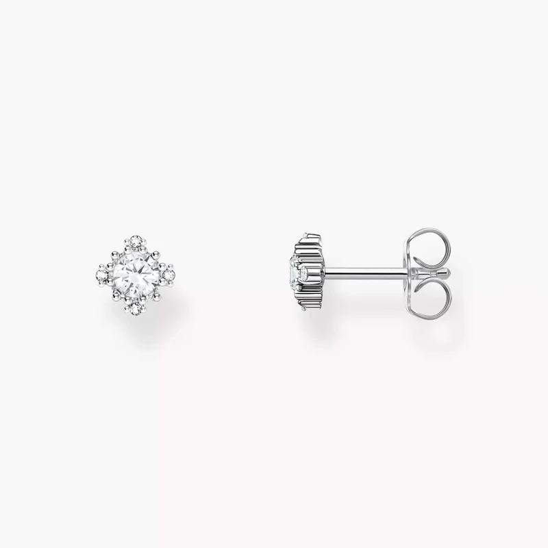 Ohrstecker Vintage mit weißem Stein Silber