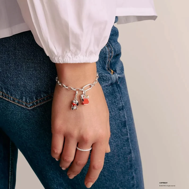 Charm-Anhänger Snoopy mit Woodstock Hundehütte PEANUTS Connect 18K Vergoldung